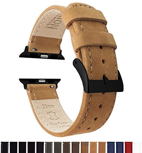 Image of BARTON WATCH BANDS - Top Grain Leather Watch Bands Compatible with Apple Watch Models - 1, 2, 3, 4, 5, 6, 7, 8, 9, 10, SE, Ultra & Ultra 2