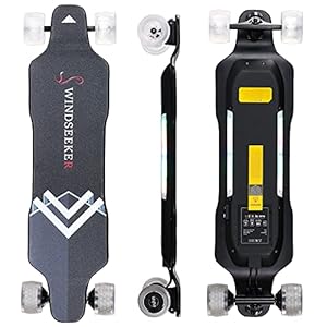 Electric Skateboard with LCD Remote Control，Electric Longboard with Light for Adults, 900W Dual Motor, 27 MPH & 21 Miles…