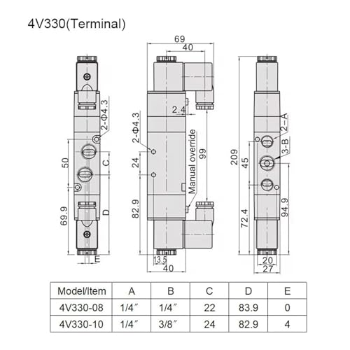 Vanne solénoïde 4V330E-10 à 3 positions pour contrôle d'air précis - 6