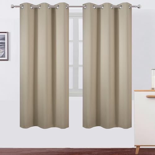 Image of LEMOMO Beige Thermal Blackout Curtains /42 x 72 Inch /Set of 2 Panels Room Darkening Curtains for Bedroom