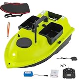 RC Fishing Boat 52W 5.91ft/s Bait Boat High Speed RC Fishing Bait Boat for Ocean Lake Fishing, 600M Range 99 Points, with 1*5200mAh Lithium Battery, 4.4lbs Load, Cruise Control (Green(no light strip))
