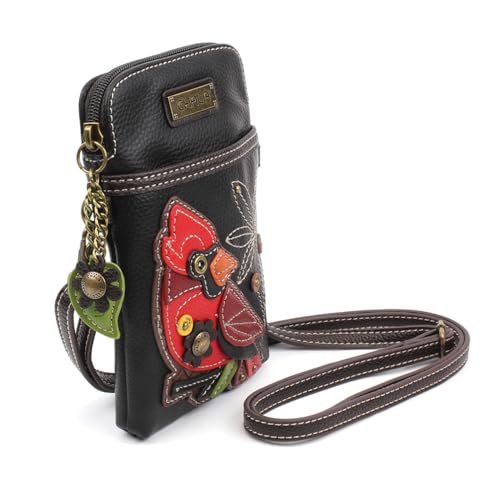 Image of CHALA Bird Collection Cell Phone Crossbody Purse-Women PU Leather /Canvas Multicolor Handbag with Adjustable Strap