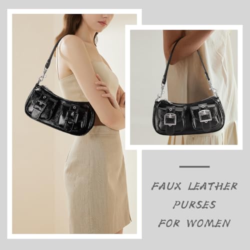 Image of Y2k Purse Small Shoulder Bag for Women Vintage Handbag Faux Leather Purses Trendy Crossbody Bag With Adjustable Strap