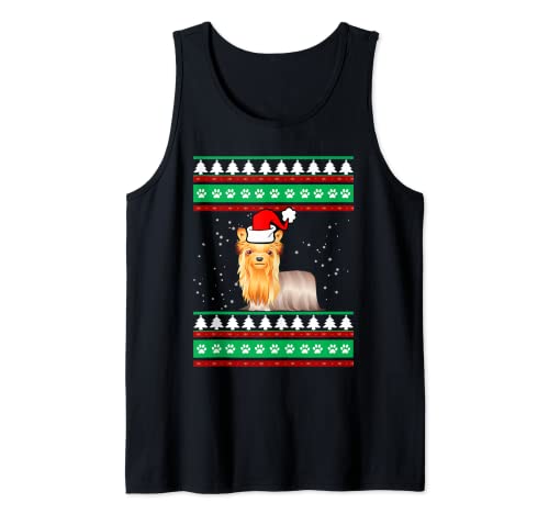 Yorkshire Terrier Dog Santa Hat Funny Ugly Christmas Xmas Camiseta sin Mangas