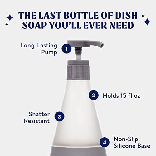 Image of Cleancult Dish Soap Dispenser (15oz, 2 Pack) - Refillable Glass Soap Dispenser with Pump - Shatter Resistant Dish Soap Dispenser for Kitchen Sink - Non Slip Silicone Sleeve - Charcoal