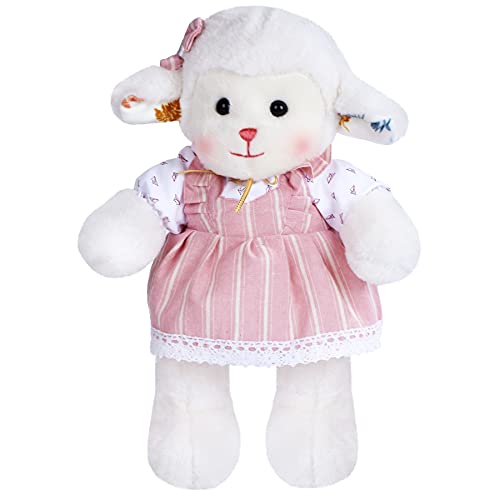CozyWorld Stuffed Animal Sheep with Clothes Ewe Doll Wildlife Lamb Soft Plush Toy Home Office Decoration Birthday Easter Valentine's Day Gift for Toddler Kids , Pink, 12 inches.