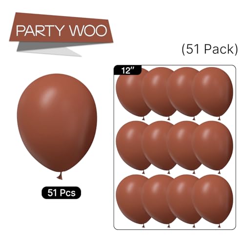 Image of PartyWoo Brown Balloons 51 pcs 12 Inch Dark Brown Boho Neutral Coffee Latex Helium Balloons for Wedding Baby Shower Gender Reveal Graduation Safari Woodland Birthday Party Decorations Brown-F08