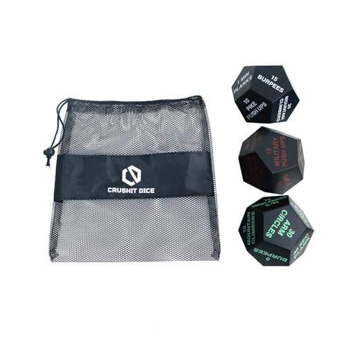 CrushIT Exercise Dice for Workouts - 12-Sided Workout Dice for Home Fitness, WOD, Cardio, HIIT - Versatile Fitness Dice for Adults & Exercise Dice for Teens - Fun & Portable Exercise Dice - 3 Pack