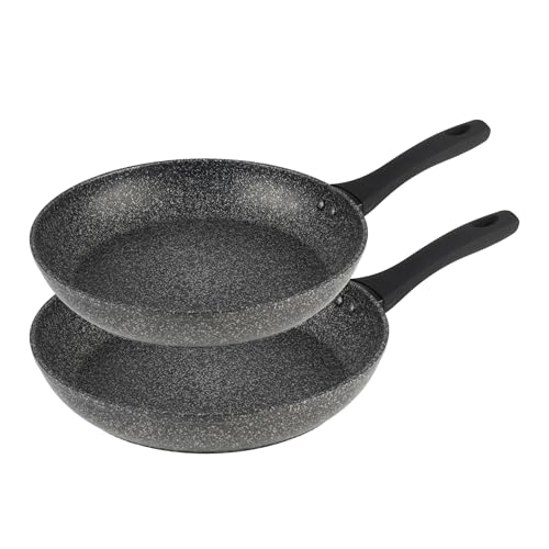 Salter COMBO-8579A Megastone Frying Pan Set - Non-Stick 2 Piece Pans, Dishwasher Safe, 28cm & 30cm Corrosion-Resistant Forged Aluminium, Suitable for All Hob Types, Metal Utensil Safe