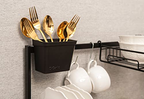 Organizador Cozinha Suspenso Bancada 63cm Autossustentável Modular Louça Escorredor Aço Cor: Preto