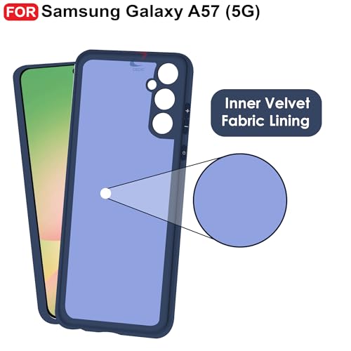 Image of CEDO Back Cover for Samsung Galaxy A57 (5G) | Camera Bump Protection & Inner Velvet Fabric Lining | Ultra Slim Matte Soft Rubberised Case Cover (Blue)
