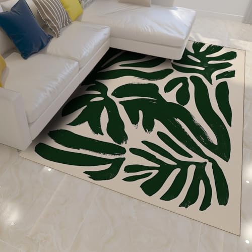 WEECHAINGE Alfombra 200x300cm Antideslizantes para salón Verde Alfombrilla Bohemia Suave Dormitorio moqueta de Pelo Corto Que no se muda Tapete Lavable Cocina Oficina habitación bebé Moderna con