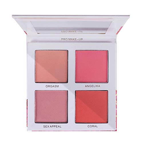 Vodisa Blush Palette 4 Color Blushing Natural Cheek Long-Lasting Pigment Makeup Blusher Set Blendable Beauty Cosmetic Matte Blush Kit with Mirror - 0.70 Ounce