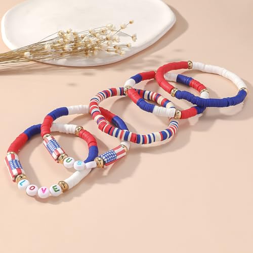Artlunar USA Love Bracelets - 4th of July Accessories - Handmade Red, White, and Blue Jewelry Gifts for Teens,Women3