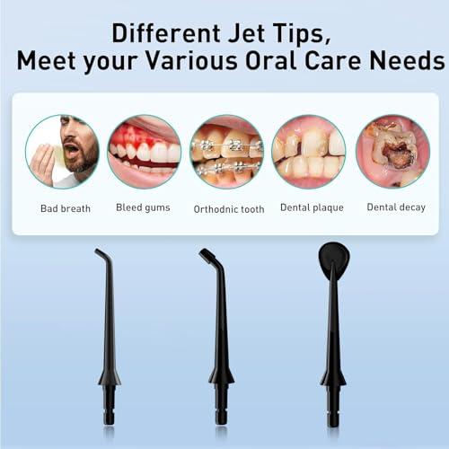 Zahnseide für Wasser: Tragbare, schnurlose Munddusche, 320 ml, wiederaufladbarer Reisebewässerungsreiniger mit 5 Zahnseidespitzen, IPX7 wasserdichte elektrische Zahnseidemaschine für die Zahnreinigung – Bild 3