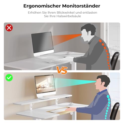 Höhenverstellbarer Schreibtisch 140x60 cm, Elektrischer Steh-Sitz Tisch mit LED, Steckdosen & USB-Ladeanschluss, Ergonomischer Gaming & Homeoffice Computertisch, Standing Desk für Büro – Bild 6