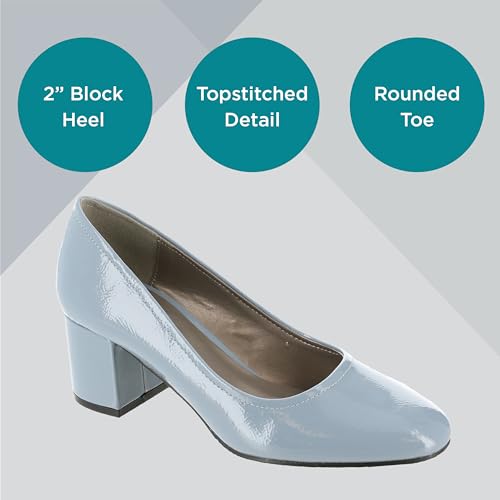 Masseys Women's Daphne Block Heel Dress Pump, 9 W (Wide), Dusty Blue Pastel Patent3
