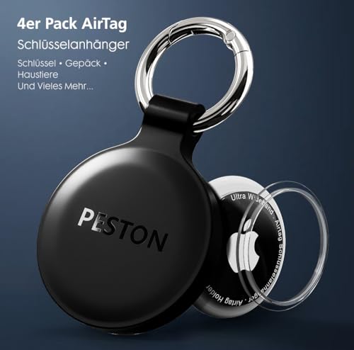 AirTag Schlüsselanhänger mit wasserdichter Hülle, 360° stoßfester Rundumpanzer für Apple AirTag - Anhänger für Schlüssel, Koffer, Tasche (4er Set)