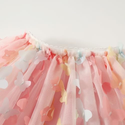 Princess Girls Tutu Skirt with 3D Butterfly 4-Layer Tulle Party Dress for Toddler Birthday Gift for Kids 4-12 Years4