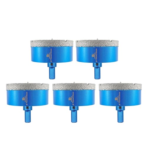 Dry Diamond Core Drill Bit with Pilot Bit - 3" Diamond Tile Hole Saw with Triangle Shank for Porcelain Tile Ceramic Stone Granite Marble(5pcs)