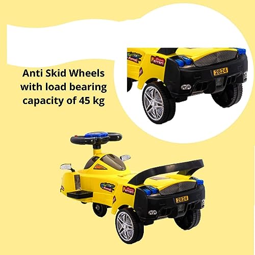 Image of myhoodwink Baby Magic Car for Kids, Ride-on Baby Car, Kids Push Car, Swing Car |Comfortable Seats Durable Ridor Ride on Toy Car for Kids, Twister Ride on, Magic Toy Car, Push Rider, Age 2+ (Yellow)