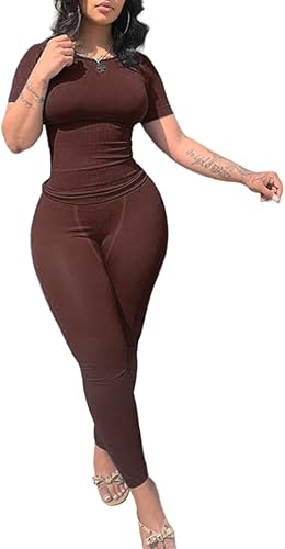 LICOBOD XS-3XL - Conjunto casual de dos piezas para mujer, camiseta de manga corta + pantalones cortos elásticos de cintura alta, ropa de calle