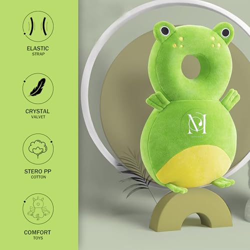 Image of Baby Head Protector Cushion for Toddlers, Plush Soft Safety Helmet with Adjustable Straps for Crawling & Walking, Lightweight Back & Head Protection (6-36 Months) (Green-Frog)