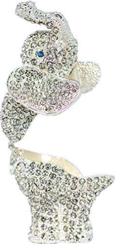 VI N VI Silver Rhinestone Elephant Jewelry Trinket Box Gift