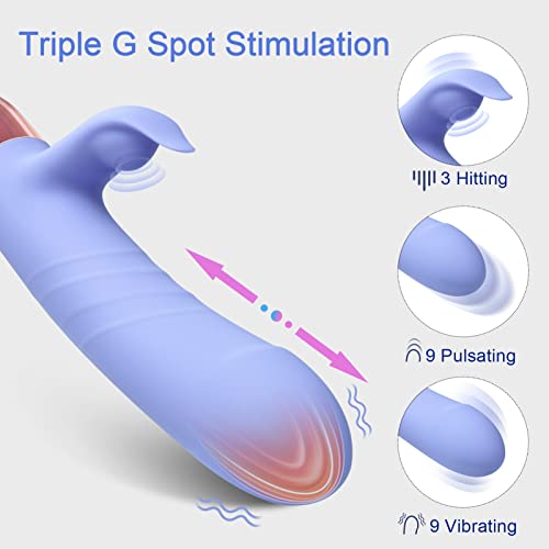 Eupher Pulsierender Rabbit Vibratoren für Sie, Silikon G-Punkt Klitoris Dildo Vibrator mit 107℉ Heizbar & 9 Teleskopisch & 9 Vibrationsmodi & 3 Schlagen Vaginalen Analvibrator Sexspielzeug für Frauen – Bild 3