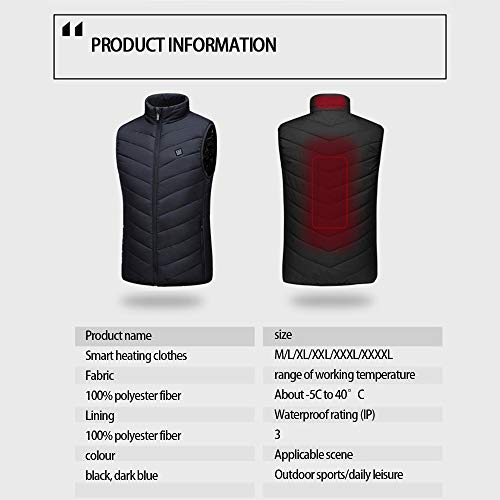 TOPmountain Colete aquecido à prova d'água com aquecimento elétrico USB, roupas aquecidas leves, la
