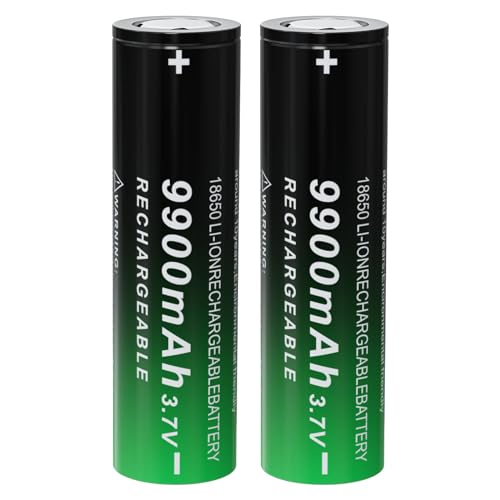 BENKIA 18650 Rechargeable Battery 9900mAh 3.7Volt High Capacity 18650 Batteries Rechargeable for LED Flashlight Headlamp (Flat Top,2 Pack)