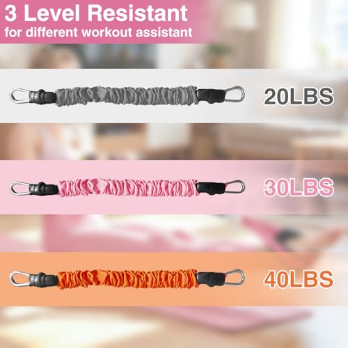 Image of Durable Comfortable Padded Handle Adjustable Pedal Resistance Band 20-40LBS for Full Body Workout (Pink)