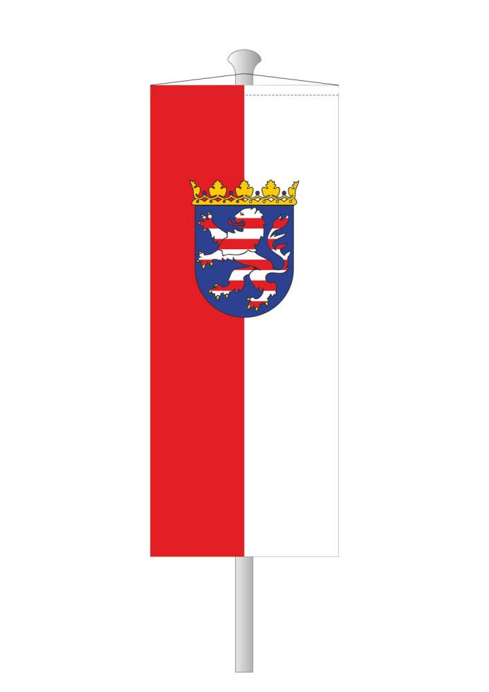 Deitert Bundesland-Flagge Hessen – 120x300 cm Hessen-Fahne mit Wappen, Bannerfahne aus reißfestem Polyester