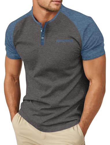 Image of Sailwind Men's Cotton Henley Short Sleeve Casual T-Shirts with Pocket
