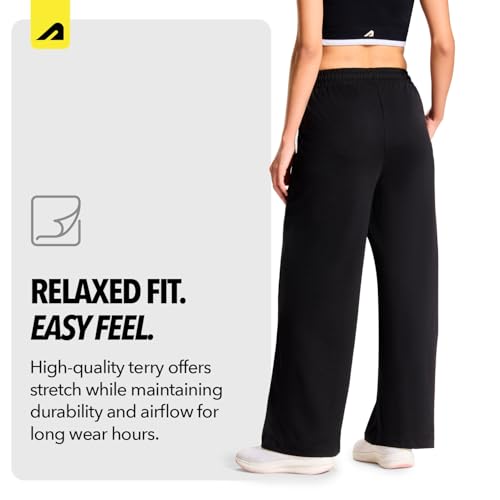 Image of Boldfit Wide Leg Track Pants for Woman, Cotton Blend High Waist Sweatpants with Adjustable Drawstring, Breathable Relaxed Fit Lounge Pants with Side Pockets for Yoga, Gym, Travel & Casual Wear