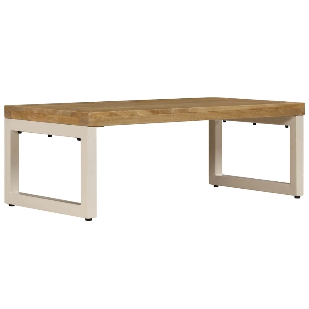 Stolik kawowy 100 x 50 x 35 cm lite drewno mango | Stal, polerowana, lakierowana, stół akcentowy, łatwy montaż, niepowtarzalny design