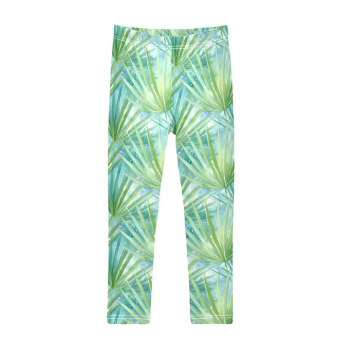 Green Tie Dye Leaves Girls Leggings Soft Stretch Workout Yoga Dance Pants for Kids Casual Tights