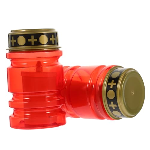 LALAFINA 2piezas Velas Led Reutilizables Para Cementerio y Decoración Religiosa Luz De Vela Roja Sin Llama Para Iglesia y Festival