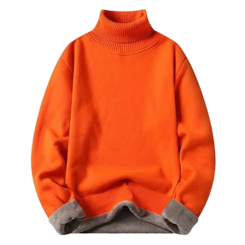 Men Fleece Turtleneck Sweater Slim Fit Knitted Pullovers Mens Solid Color Warm Knitting Pullover Sweaters