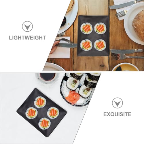 Juego de 2 platos rectangulares para sushi de melamina negra miniatura 7