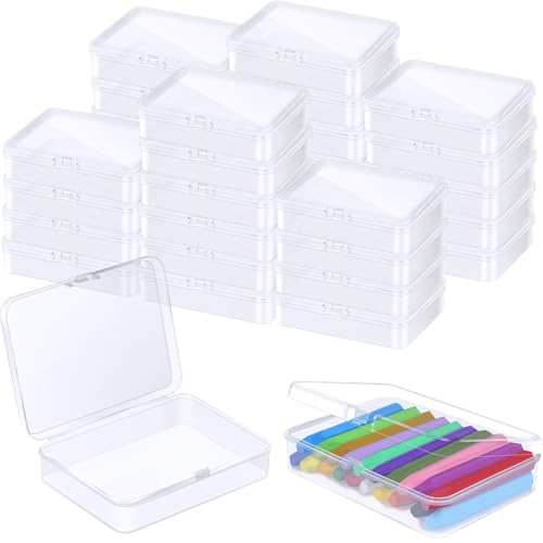 Image of 32 Pcs Plastic Crayon Box Bulk Clear Crayons Holder with Lid Crayon Organizer Case Crayon Storage Containers for Students School Office Supplies (32)