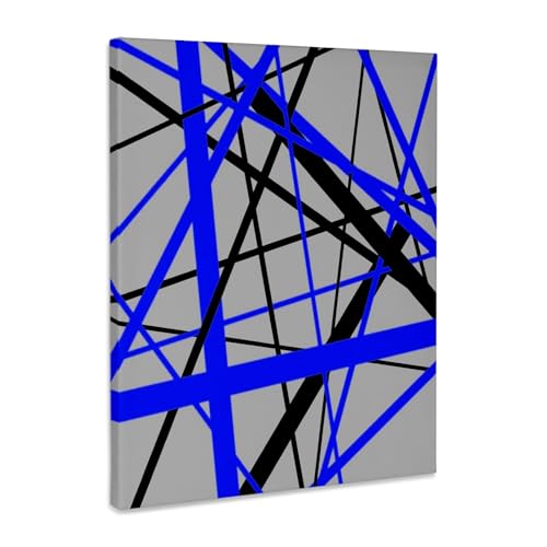 3dRose Lines Of Blue and Black Geometric Pattern On Grey