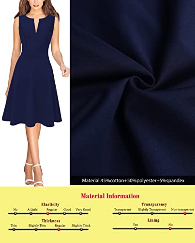 Image of VFSHOW Womens Front Zipper Work Business A-Line Dress Elegant Professional Office Career Church Fit and Flare Skater Dresses