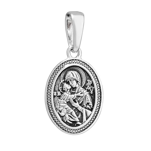 Argent 925 pendentif icône Mère de Dieu médaillon filigrane NKlaus 15429