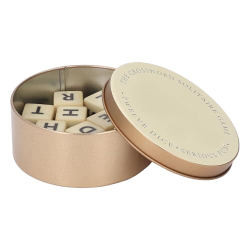 aqxreight Juego de Crucigramas con Dados de 12 Letras para Viajes y Diversión Familiar, Juego Portátil de Construcción de Palabras para Adultos y Niños (Gold)