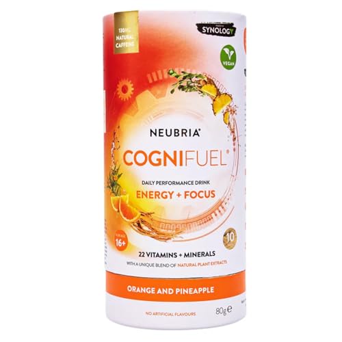 NEUBRIA Cognifuel | 10 Hydration Sachets, Gym & Workout Energy Drink with Electrolytes, Caffeine, L-Theanine, Choline, L-Tyrosine & Vitamins, Improves Cognition, Focus, Orange & Pineapple