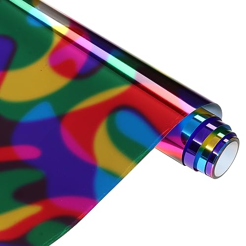 Colorful Metallic HTV Vinyl Roll - 12 x 8ft Rainbow Color HTV Metallic Heat Transfer Vinyl Iron On Vinyl Gold Heat Transfer Vinyl for T-Shirts