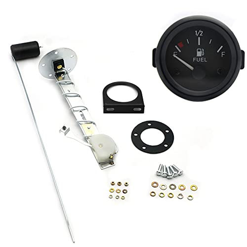 CENPEK Medidor de combustible 2 pulgadas 52 mm Medidor de nivel de combustible universal para automóvil con sensor de combustible digital LED E-1/2-F Puntero de rango 12V para barco SUV