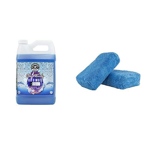 Chemical Guys CWS_133 Glossworkz Gloss Booster and Paintwork Cleanser (1 Gal) and MIC_292_02 Premium Grade Microfiber Applicator, Blue (Pack of 2)