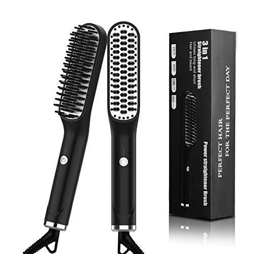 Hair Straightener Brush with Anti-Scald - Uplayteck Ionic Hair Straightening Brush - Heated Hair Straightening with Faster Heating - Hot Comb Hair Straightener for Men Women